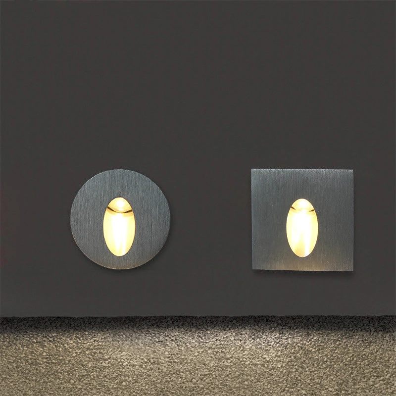 Factory Wholesale Square and Round Recessed Step Light IP65 Waterproof LED Stair Step Wall Light Corridor Decorate LED Wall Lamp