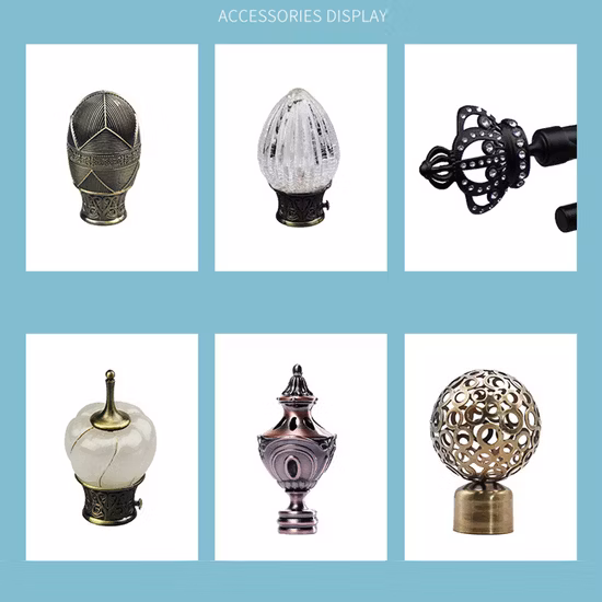 アルミニウム合金フィニアル金属アクセサリー卸売メーカー二重拡張可能なカーテン ロッド セット